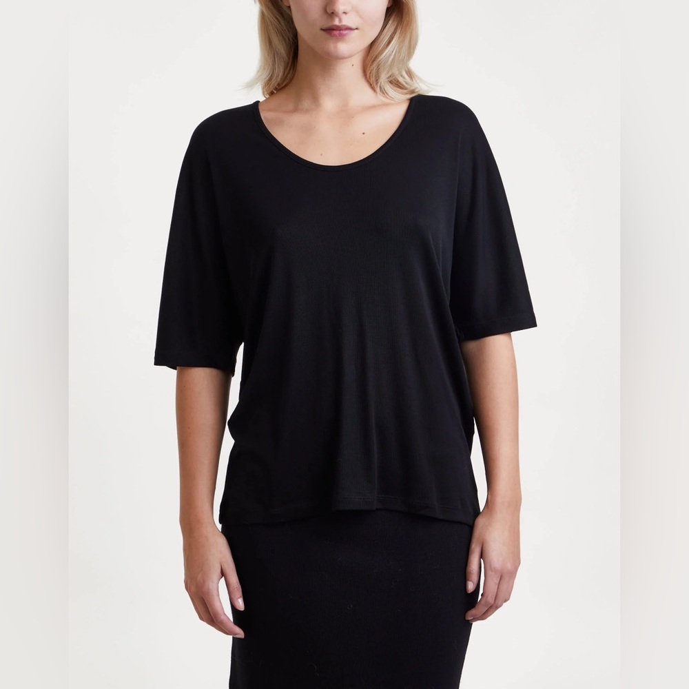 By Malene Birger T-shirt black casual lightweight minimalist neutral basics XXS